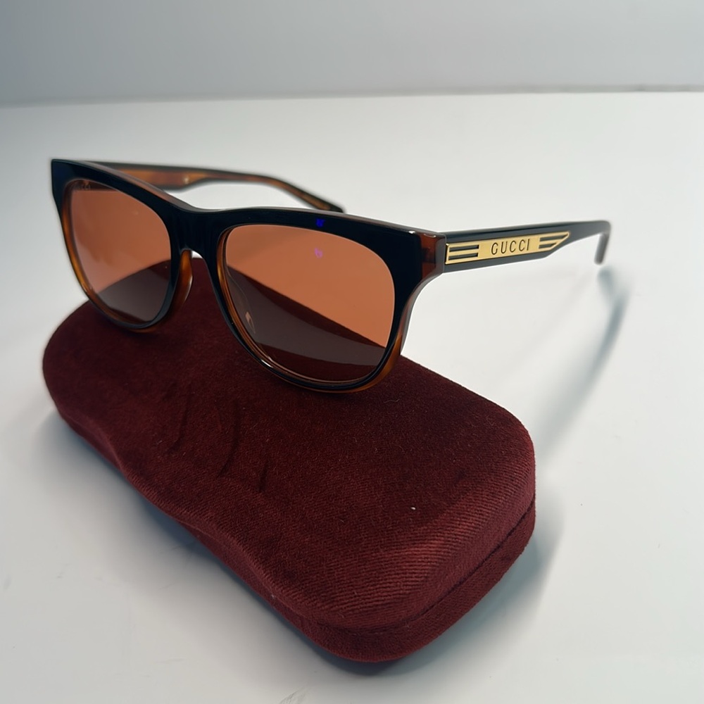 Gucci Sunglasses Men's GG0980S 002 Black/Orange Lenses - Picture 11 of 13